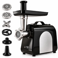 Masina de Tocat Electrica SeveShop®, 3000W, Tocator Carne, Capacitate 1.5-3 Kg/Min, Functie Reverse, Tocator Carne cu Angrenaje Metalice, 3 Site Metalice, Cutit Inox, Tocator Carne, Tava Plastic, Inox, Negru