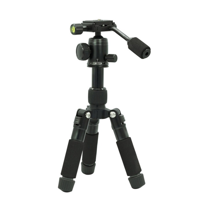 Мини регулируем статив, алуминий, черен, 17.5x50см, 5 секции, 2-5кг капацитет