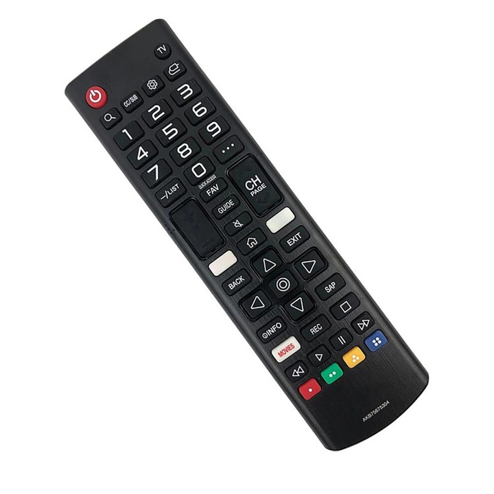 TV távirányító 17x4.7cm fekete ergonomikus egyszerű csere OEM