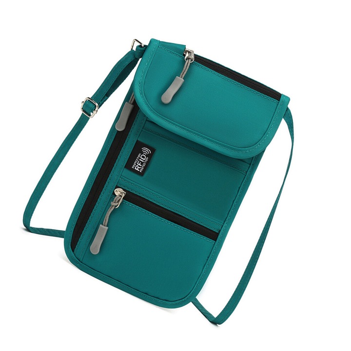 Suport documente de calatorie, organizator multifunctional, verde, 13x0.5x21cm