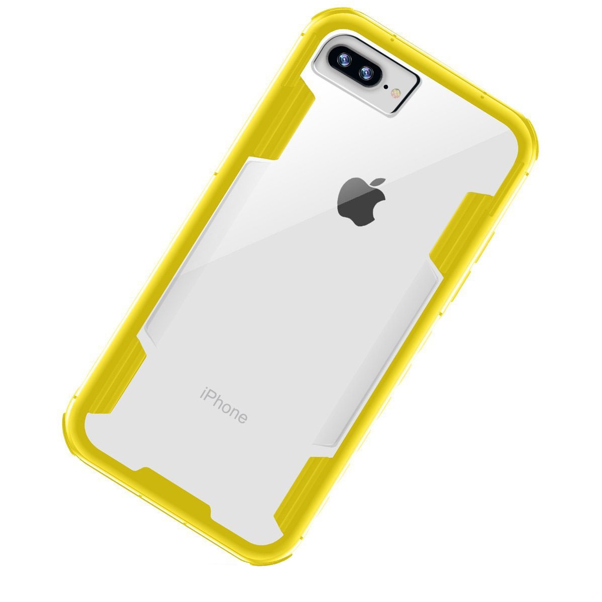 Husa iPhone 8 (+) PLUS / iPhone 7 (+) PLUS, Hybrid Antisoc, carcasa spate PC transparenta cu Bumper, Galben