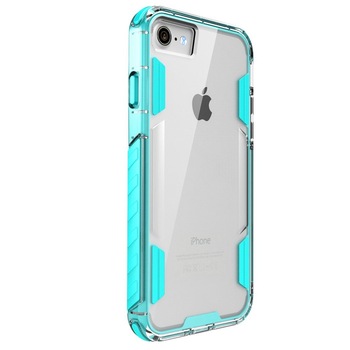 Husa iPhone 8 / iPhone 7, Hybrid Antisoc, carcasa spate PC transparenta cu bumper, Verde