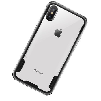 Husa iPhone XS / iPhone X Hybrid Antisoc, carcasa spate PC transparenta cu bumper, Negru Husa iPhone XS / iPhone X Hybrid Antisoc, carcasa spate PC transparenta cu bumper, Negru
