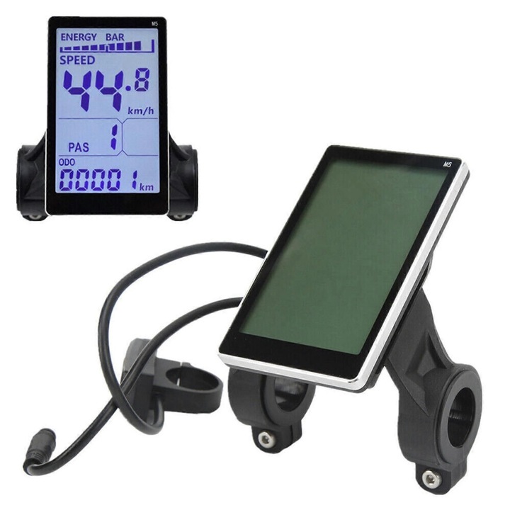 LCD kijelző elektromos kerékpárhoz, fekete, 5 tűs, ABS, vízálló