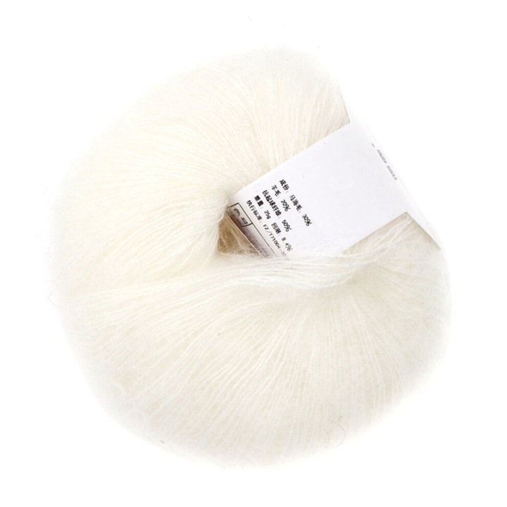 Fehér mohair gyapjúfonal, puha, tartós, 26g