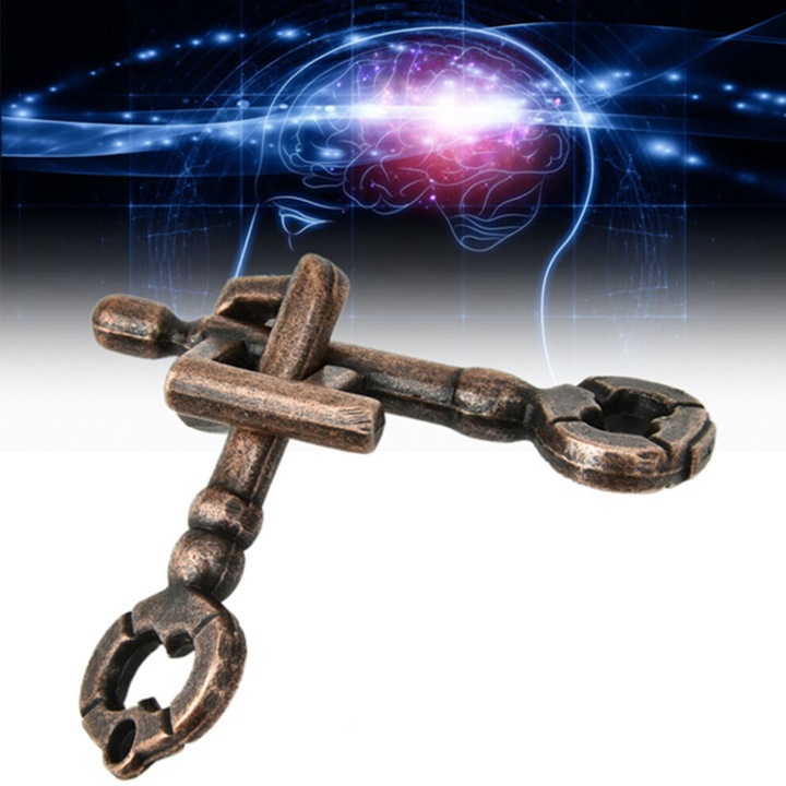 Jucarie puzzle inteligenta blocare, aliaj zinc, portabil, 6x3x1cm
