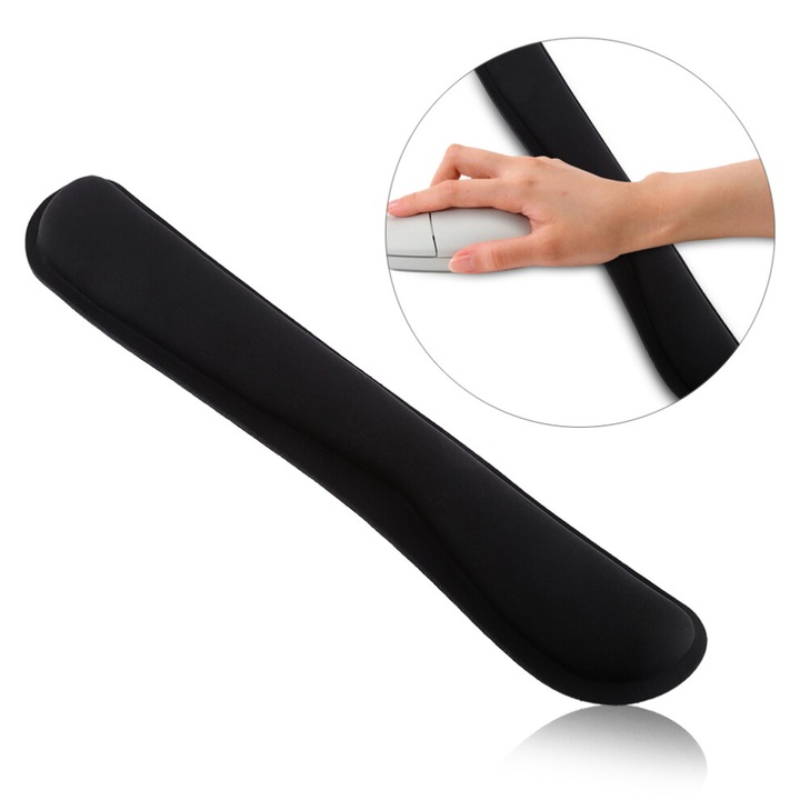 Ergonomikus billentyűzet csuklótámasz, memóriahab, fekete, 46x8.5cm