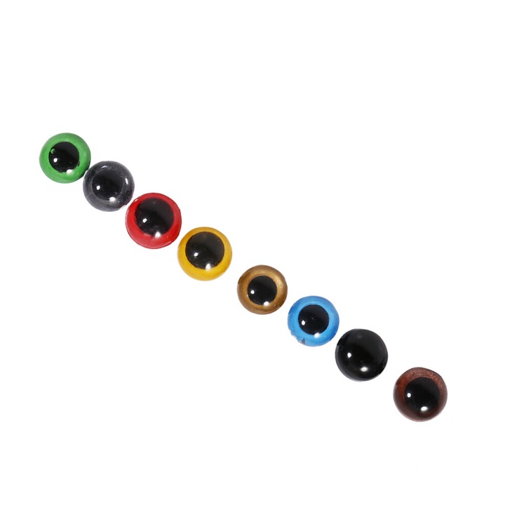 80 db biztonsági szem készlet, 8 vegyes szín, 10mm, műanyag, többszínű, 10.5x6.9x2.3cm