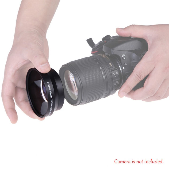 67mm 0.45 nagylátószögű és makró objektív, fekete, 8.7x6.9x4.3cm