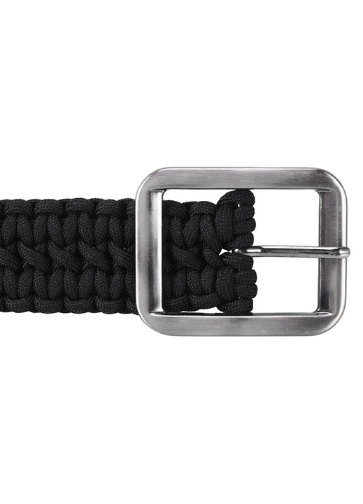 Curea de supravietuire din Paracord 550, curea utilitara neagra 120cm, catarama din otel solid