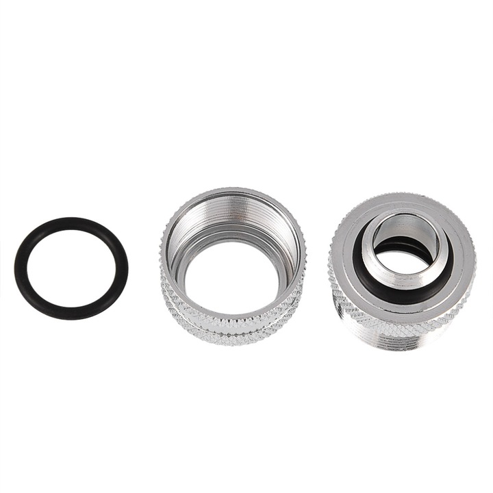 Fitinguri compresie 2 bucati, alama, cromate, 14mm, argintiu