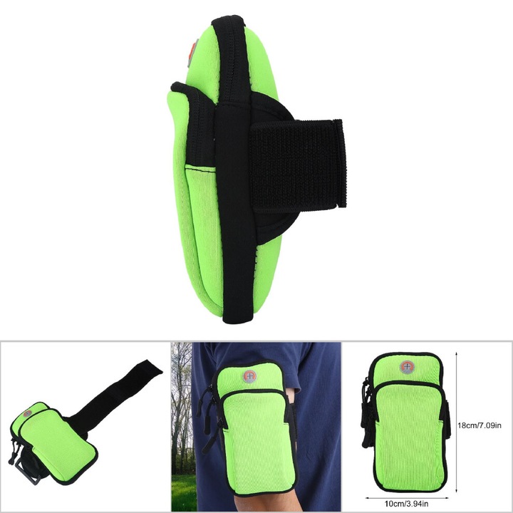 Zöld neoprén sport övtáska állítható 18x10cm futáshoz