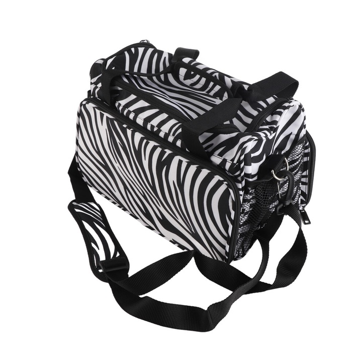 Fodrász szerszámtáska, zebra mintás, nagy kapacitású, 35x20x24cm