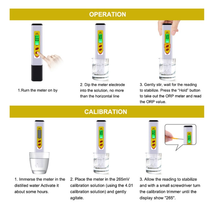 Tester portabil apa ORP mini 147x27x8mm