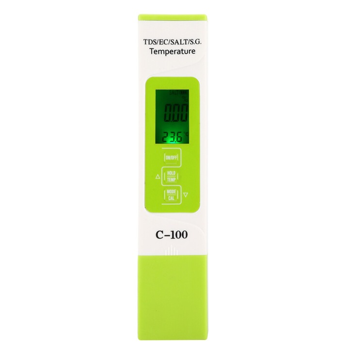 Tester apa multifunctional 5 in 1, portabil, alb, 79g