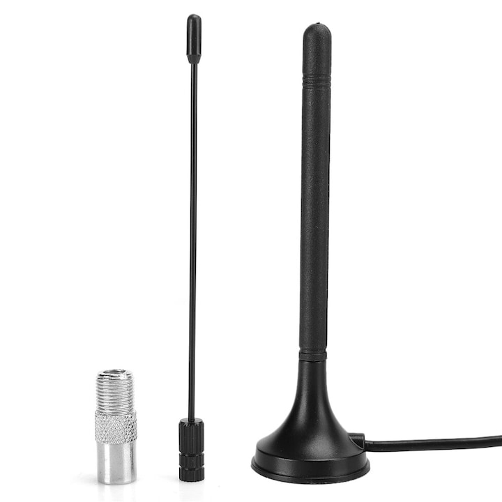 Antene TV DVB-T, set 2 buc, negru, 1.2m, 110g, interior
