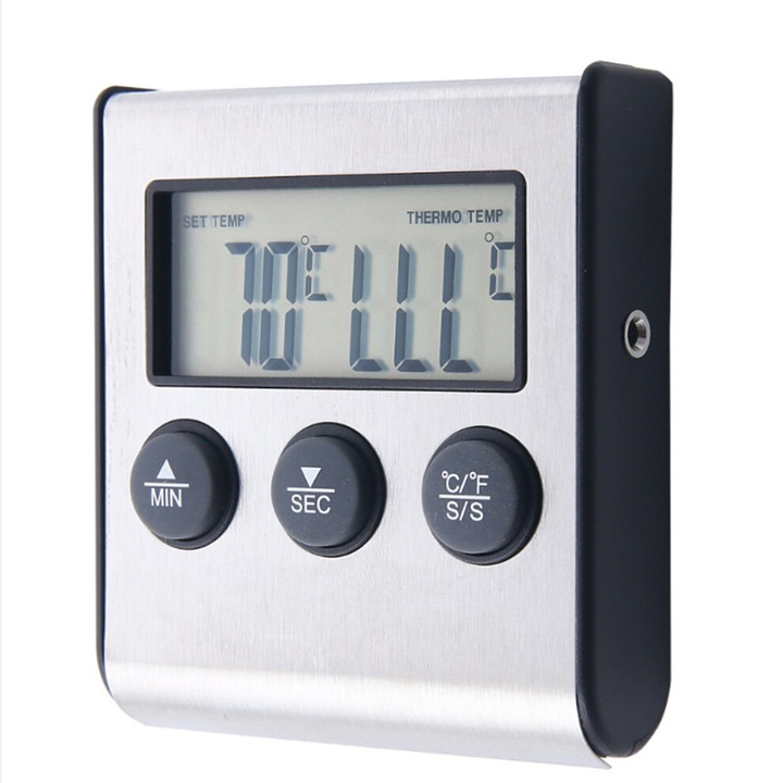 Termometru digital carne cu sonda inox negru 12x9x3cm timer