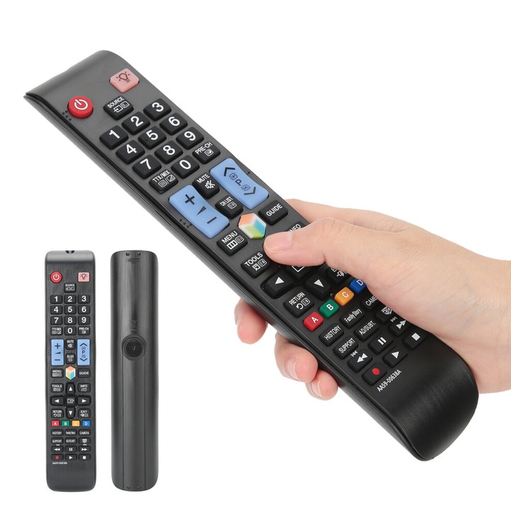 Fekete multifunkcionális TV távirányító 10x3x2cm