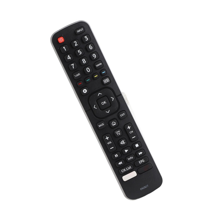 TV távirányító, 21x5x2cm, fekete, ABS, AAA elemeket nem tartalmaz