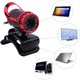 Уебкамера с микрофон, USB клипс, въртяща се на 360°, червена, стандартни размери