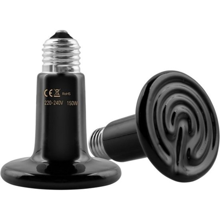 Lampa de incalzire ceramica pentru terariu, negru, 25W