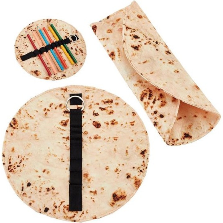2 db kerek tortilla tolltartó szett, textil anyag, 22cm, többszínű