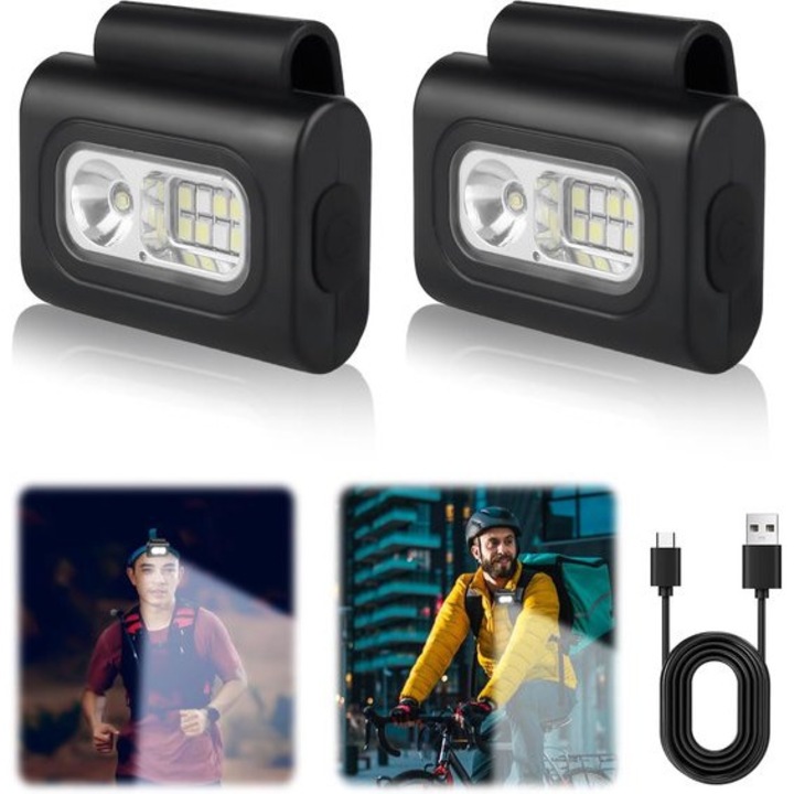 2 db LED klipszes lámpa szett, újratölthető, hordozható, fehér, 35g