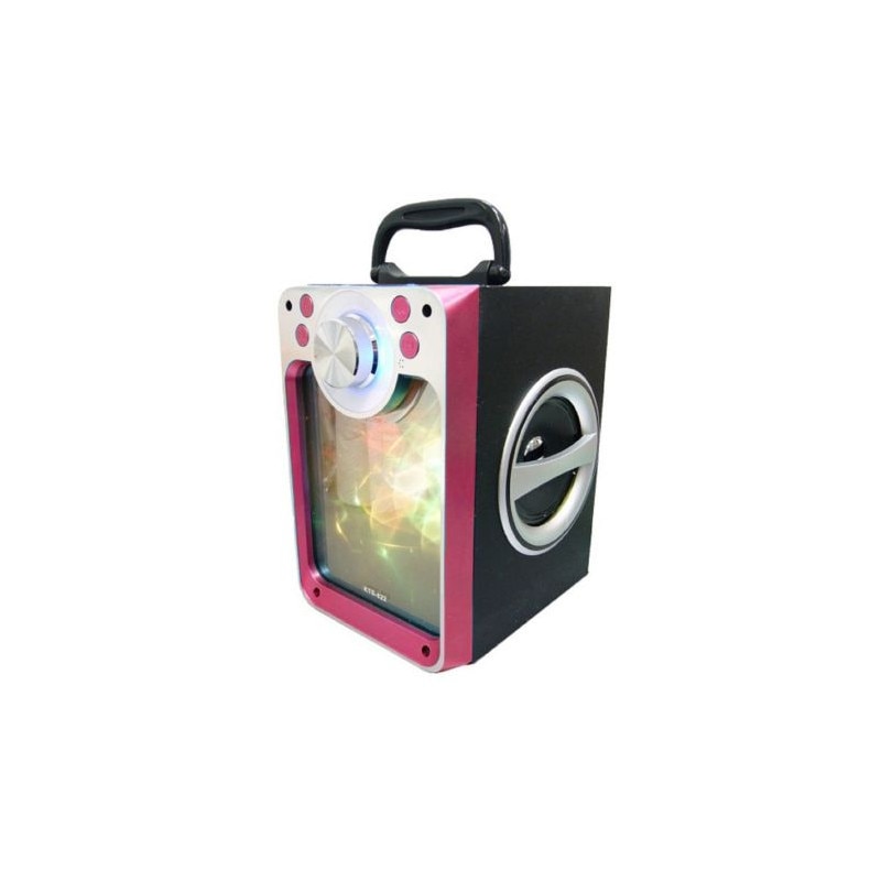 Boxa portabila cu bluetooth, SD Card, USB, intrare microfon, jocuri lumini disco, visiniu