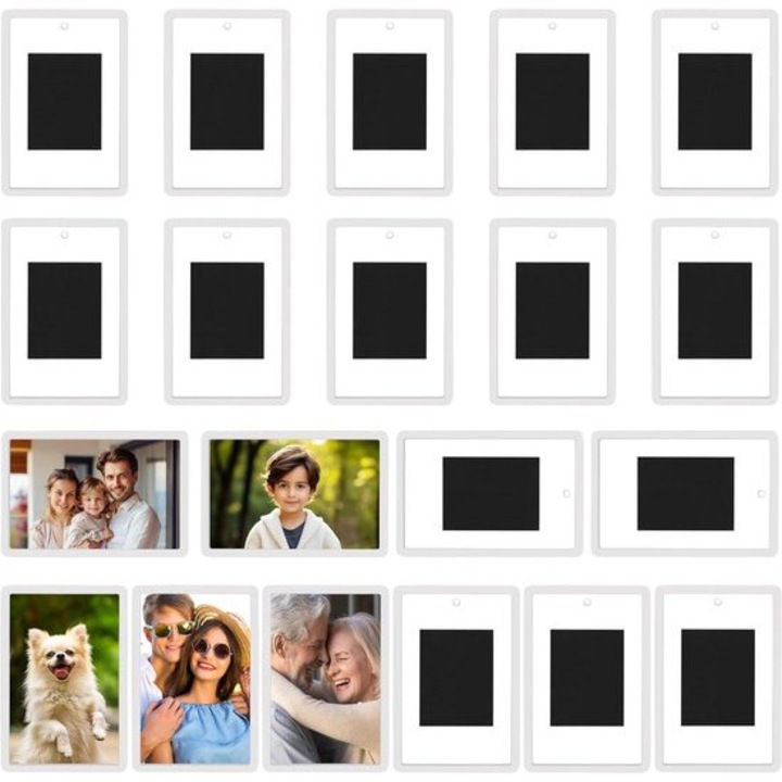 Set 20 magneti rame foto acrilice transparente 7.7x5.1cm pentru poze 7x4.5cm
