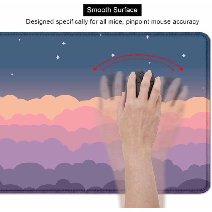 Mousepad gaming mare, multicolor, 90x40cm, margini cusute, antiderapant
