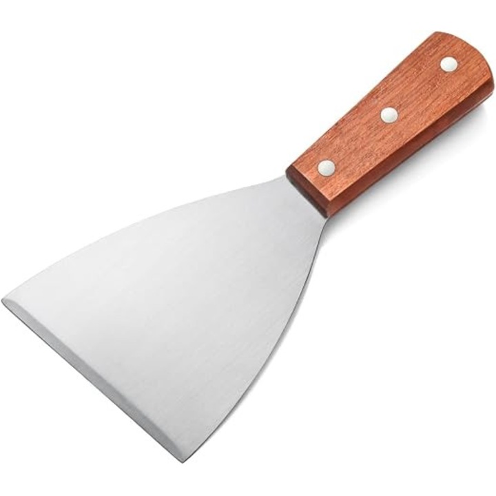 Foodservice 38309 Racleta pentru gratar cu maner din lemn si margine inclinata, 10 cm x 21 cm