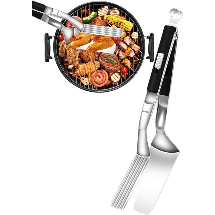Grillfogó, spatula, rozsdamentes acél, fekete, 29.8cm