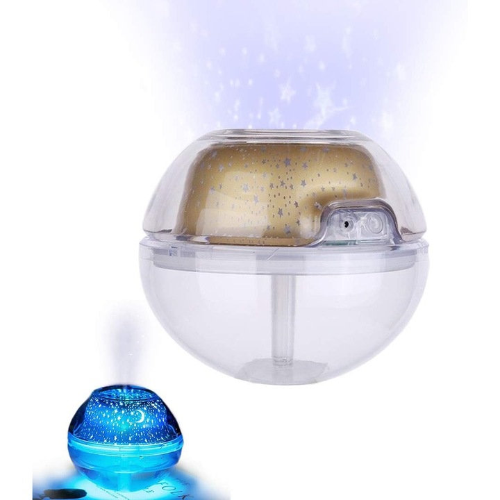3D Csillag Projektor Lámpa Párásító 500 ml USB Aroma Diffúzor Köd LED Éjszakai Fény otthoni párásítóhoz, Műanyag