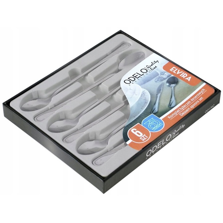 Set 6 linguri desert Odelo, inox, gri, 0.3kg