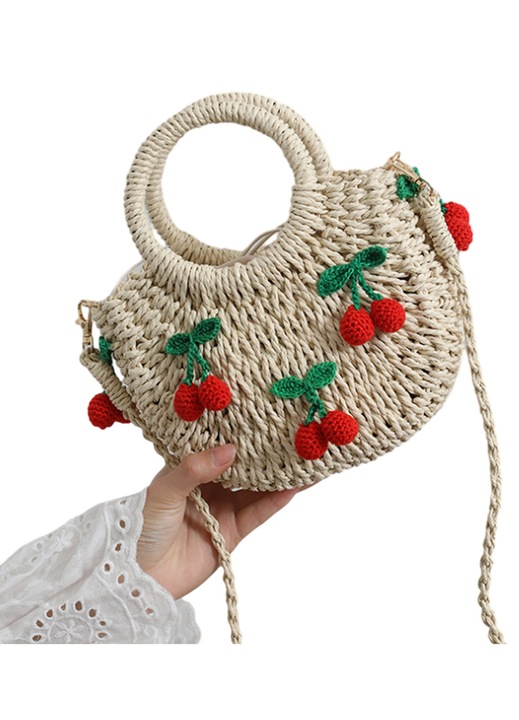 Fonott fűzfa szalma táska, lányoknak, nyári strand crossbody kézitáskák, 2