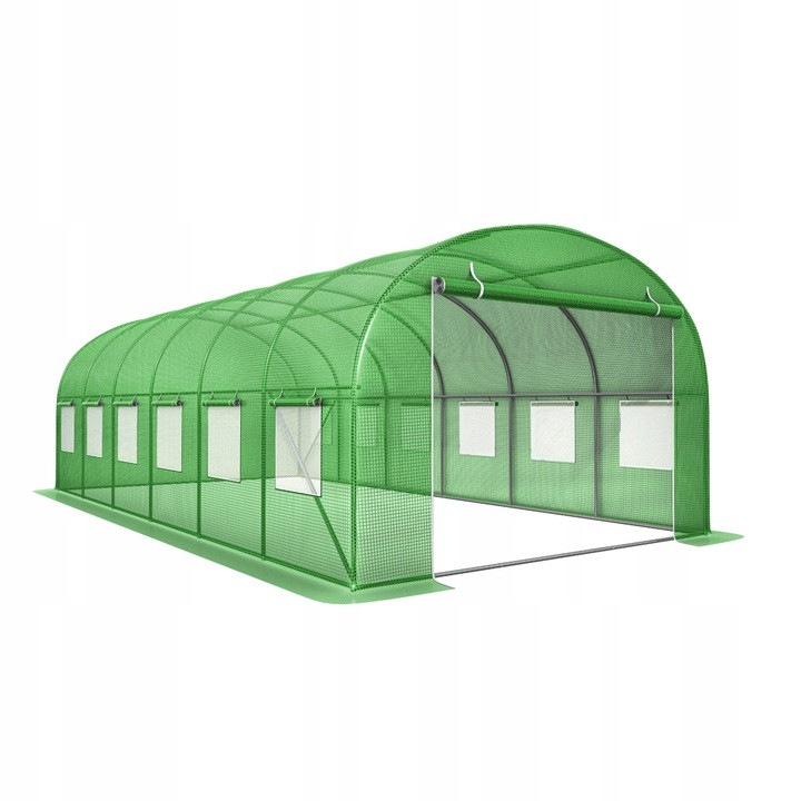 Градински соларен тунел 6x3x2м, UV фолио, зелен, 18м2