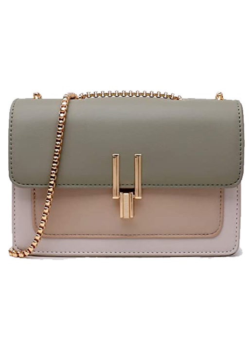 Divatos alkalmi crossbody táska, láncos válltáska, Matcha zöld
