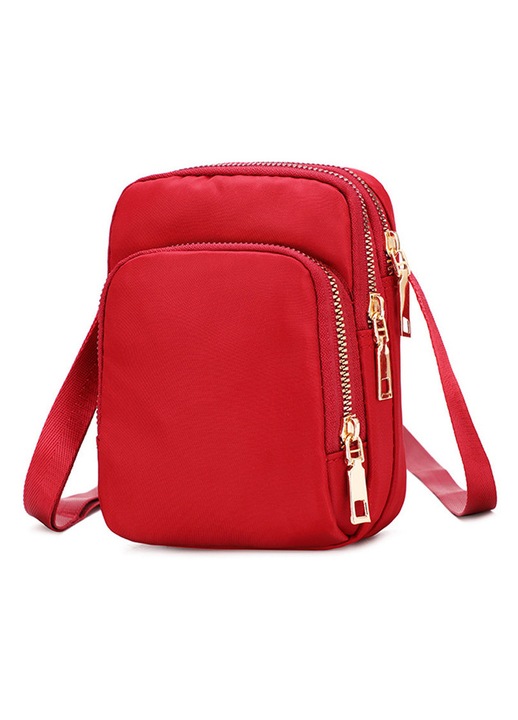 Könnyű, egyvállas, crossbody telefontáska, piros
