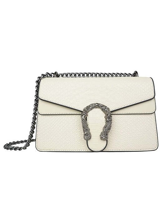 Egyszínű crossbody táska, egyvállas, cipzáras kis négyzet alakú táska tinédzsereknek, fehér