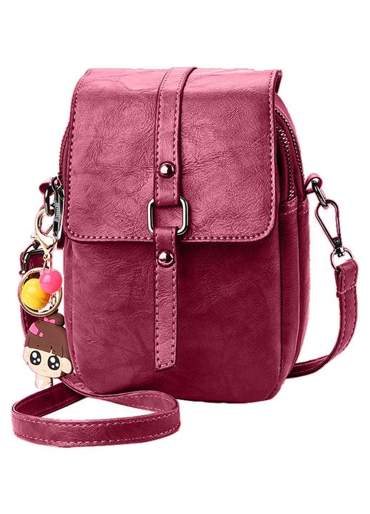Divatos kis crossbody táska, gumírozott rózsaszín