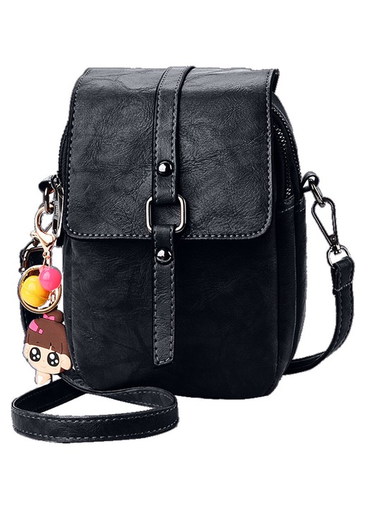 Divatos, egyvállas, fekete kis crossbody táska