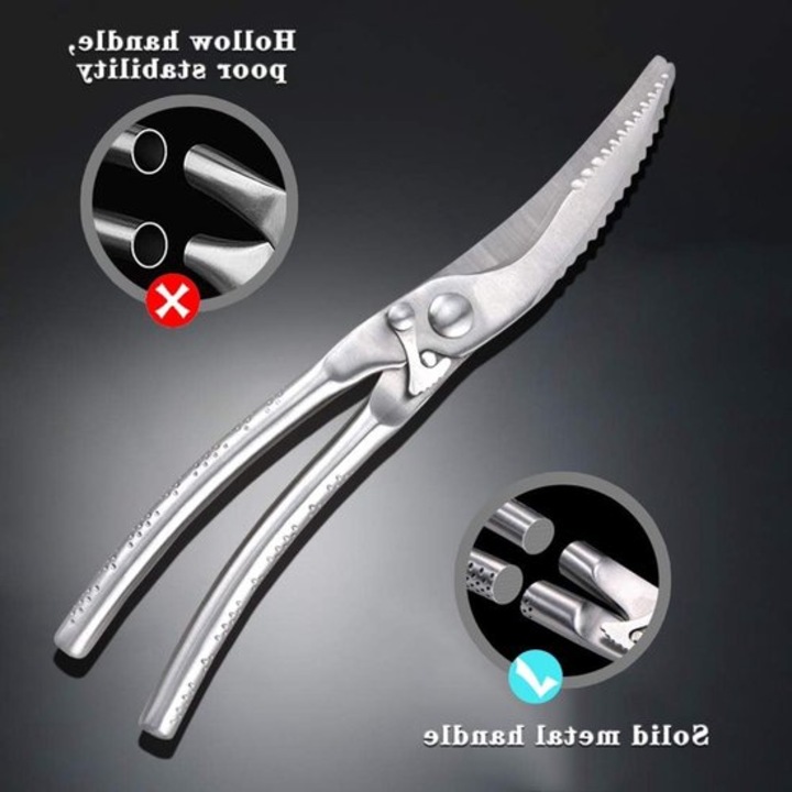 Foarfeca bucatarie 26.5cm, otel inoxidabil, verde argintiu, blocare siguranta