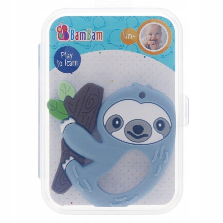 Jucarie dentitie BamBam Lenes, moale, texturat, transparent, 10x5x3cm