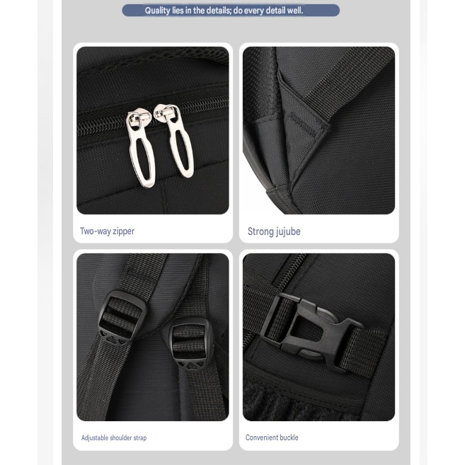Rucsac laptop rezistent apa, compartimente multiple, negru, 48x32x18cm