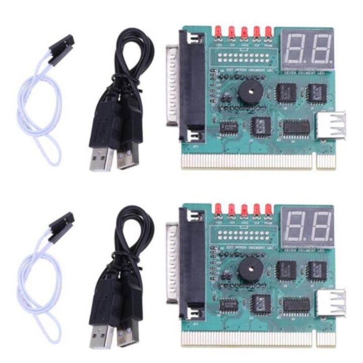 Диагностична карта PCI PC 2 цифри код за грешка зелен 2x USB комплект