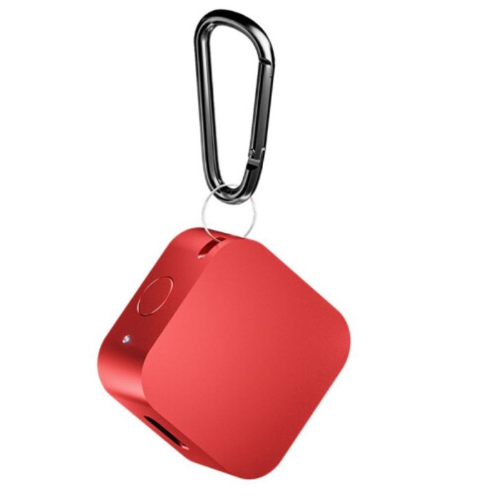 Incarcator wireless portabil, 2.5W, magnetic, rosu, aluminiu, 5x5cm