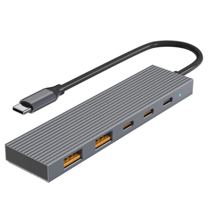 USB-C хъб 6 в 1, 10Gb, сив, 17.5см
