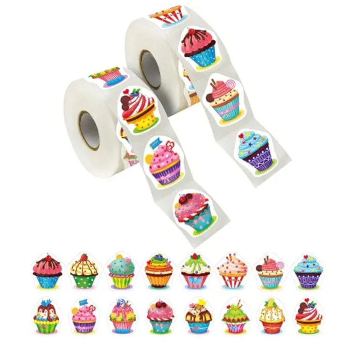 2 tekercs cupcake matrica szett, 1000 db, réz, 2.5cm