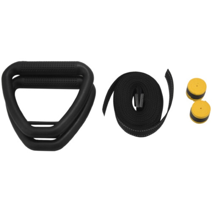 Set inele gimnastica, 1m, negru, ABS, catarama otel, 15.5x14cm