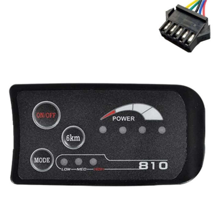 Ciclocomputer LED 36V, negru, 22.2mm, IP65, 5PIN
